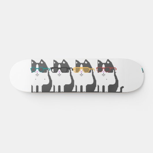 Katten in glazen rolkarton persoonlijk skateboard (Horizontaal)