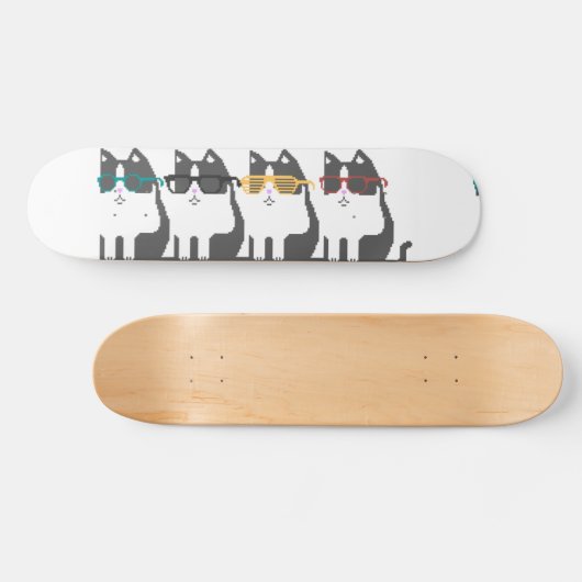 Katten in glazen rolkarton persoonlijk skateboard (Horizontaal)