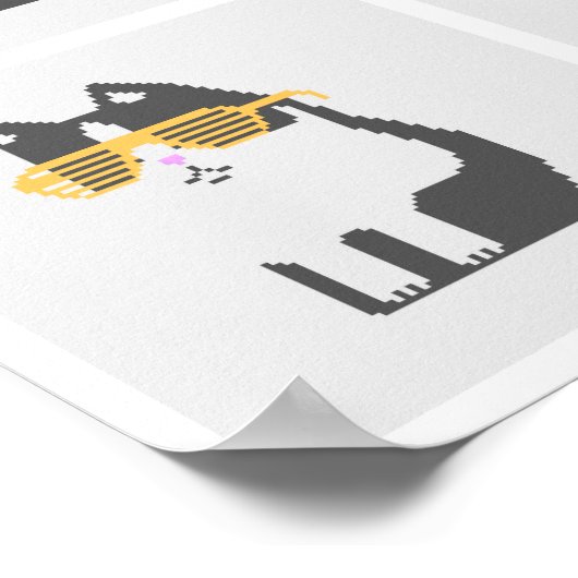 Katten in glazen vierkant Pixelkunst Poster (Hoek)