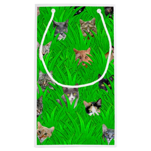 Katten in Grass Gift Bag Klein Cadeauzakje (Achterkant)