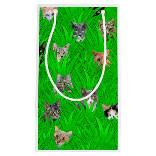 Katten in Grass Gift Bag Klein Cadeauzakje (Voorkant)