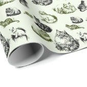 katten in groen en blauw cadeaupapier (Rol Hoek)