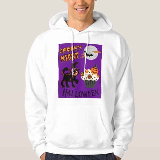 Katten in Halloween bewerkbaar Hoodie (Voorkant)