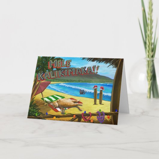 Katten in Hawaï voor Kerstmis Feestdagen Kaart (Voorkant)