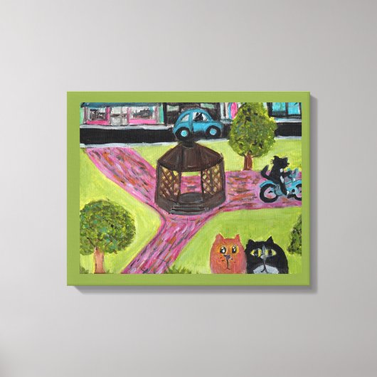 Katten in het binnenste plein van de klukkoppen canvas afdruk (Voorkant)