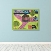 Katten in het binnenste plein van de klukkoppen canvas afdruk (Insitu (Houten vloer))