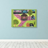 Katten in het binnenste plein van de klukkoppen canvas afdruk (Insitu (Houten vloer))