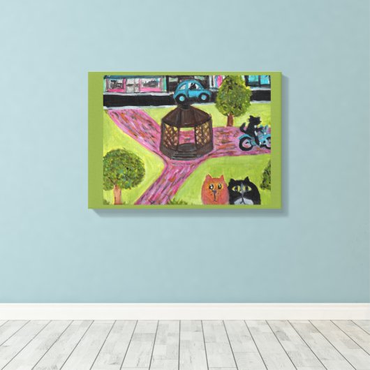 Katten in het binnenste plein van de klukkoppen canvas afdruk (Insitu (Houten vloer))