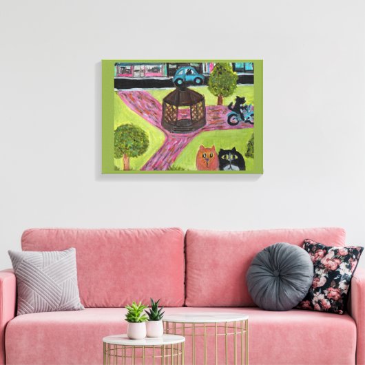 Katten in het binnenste plein van de klukkoppen canvas afdruk (Insitu (Woonkamer))