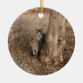 KATTEN IN HET BOS KERAMISCH ORNAMENT
