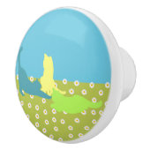 Katten in het gras keramische knop (Rechts)