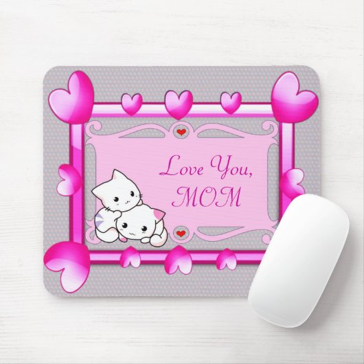 Katten in het Lijst van de harten - Moederdag Cade Muismat (Met muis)