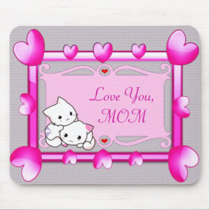 Katten in het Lijst van de harten - Moederdag Cade Muismat