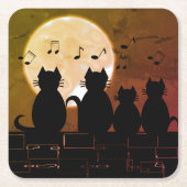 Katten in het maanlicht kartonnen onderzetters (Voorkant)