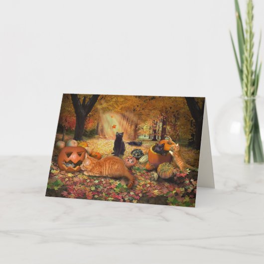 Katten in het najaar kaart (Voorkant)