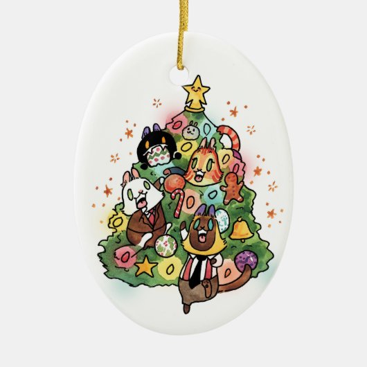 Katten in het ornament kerstbomen (Voorkant)