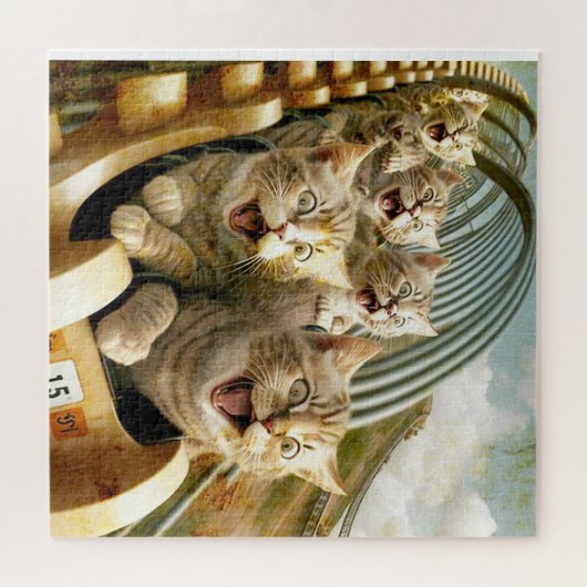 Katten in het pretpark. legpuzzel (Horizontaal)