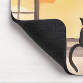 Katten in het raam | Sunset Waterverf Silhouette Muismat (Hoek)