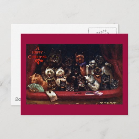 Katten in het theater met kerst feestdagenkaart (Voorkant / Achterkant)