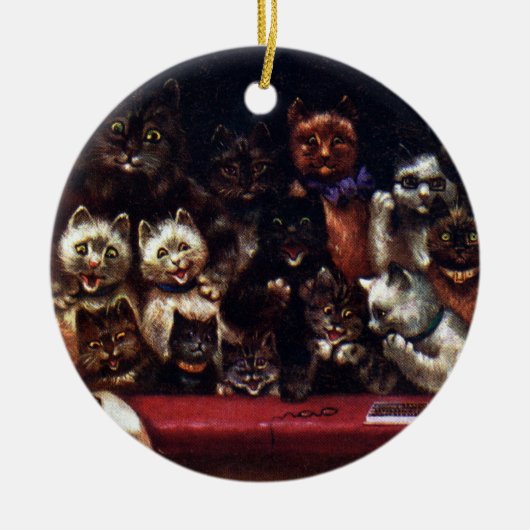 Katten in het theater voor Kerstmis, Louis Wain Keramisch Ornament (Voorkant)