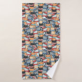 Katten in het wintersportief en het Pet Patroon Badhanddoek (Badhanddoek)