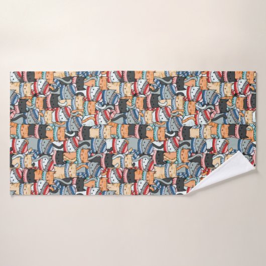 Katten in het wintersportief en het Pet Patroon Badhanddoek (Badhanddoek)