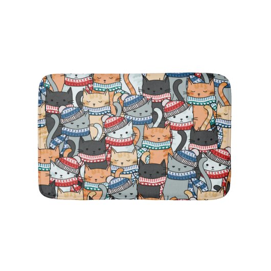 Katten in het wintersportief en het Pet Patroon Badmat (Voorkant)