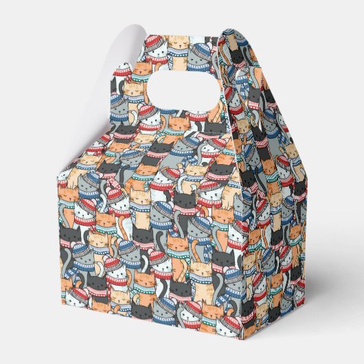 Katten in het wintersportief en het Pet Patroon Bedankdoosjes (Achterkant)