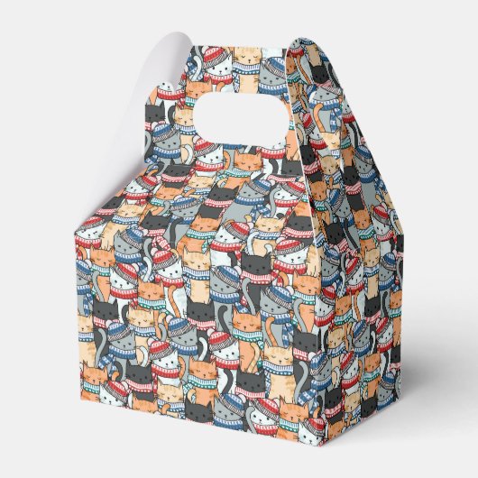 Katten in het wintersportief en het Pet Patroon Bedankdoosjes (Voorkant Zijde)