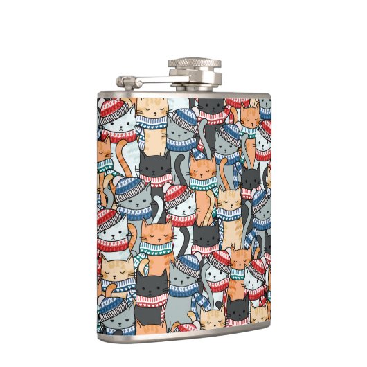 Katten in het wintersportief en het Pet Patroon Heupfles (Rechts)