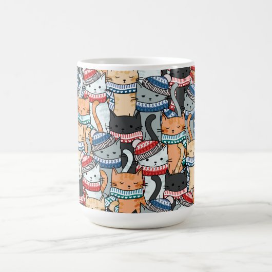 Katten in het wintersportief en het Pet Patroon Koffiemok (Center)