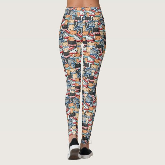 Katten in het wintersportief en het Pet Patroon Leggings (Achterkant)