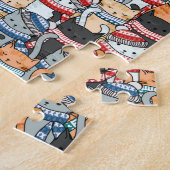 Katten in het wintersportief en het Pet Patroon Legpuzzel (Zijkant)