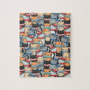 Katten in het wintersportief en het Pet Patroon Legpuzzel