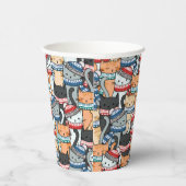 Katten in het wintersportief en het Pet Patroon Papieren Bekers (Rechts)