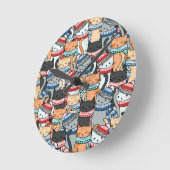 Katten in het wintersportief en het Pet Patroon Ronde Klok (Hoek)