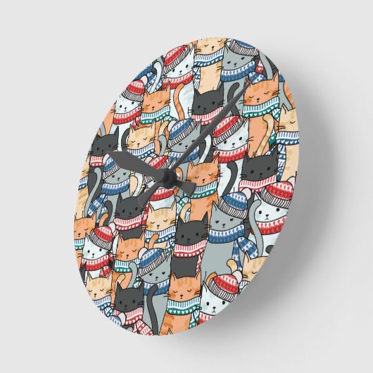 Katten in het wintersportief en het Pet Patroon Ronde Klok (Hoek)