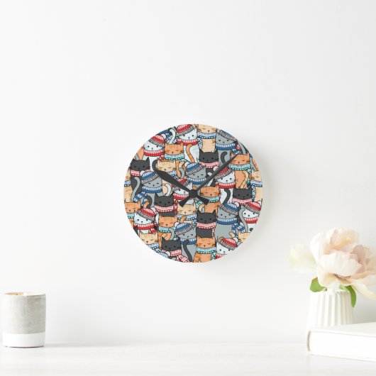 Katten in het wintersportief en het Pet Patroon Ronde Klok (Huis)