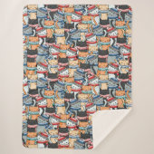 Katten in het wintersportief en het Pet Patroon Sherpa Deken (Voorkant)