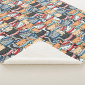 Katten in het wintersportief en het Pet Patroon Sherpa Deken (3/4)