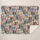 Katten in het wintersportief en het Pet Patroon Sherpa Deken (Voorkant (horizontaal))