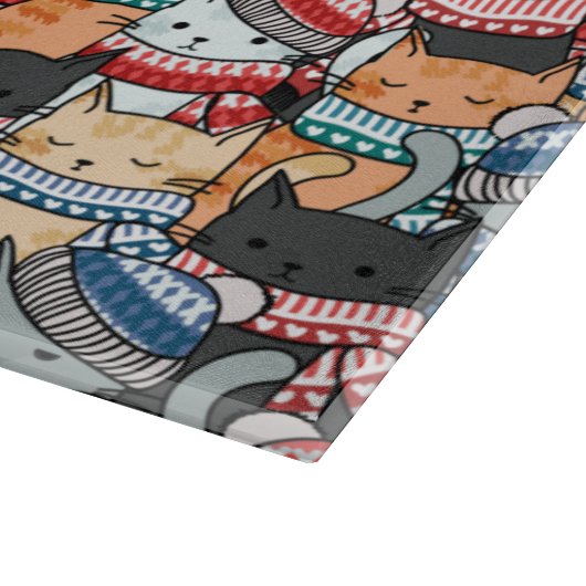 Katten in het wintersportief en het Pet Patroon Snijplank (Hoek)