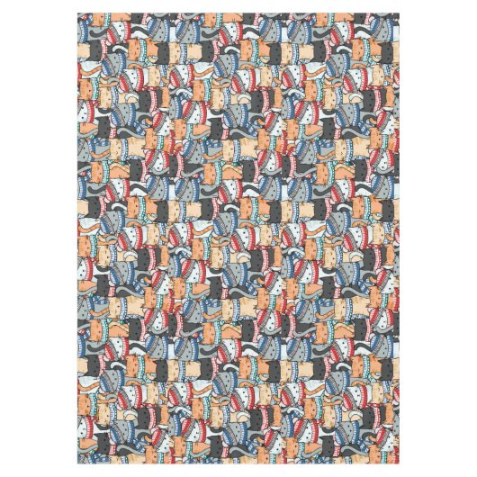 Katten in het wintersportief en het Pet Patroon Tafelkleed (Voorkant)