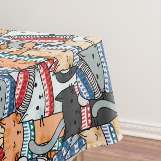 Katten in het wintersportief en het Pet Patroon Tafelkleed (Voorbeeld)