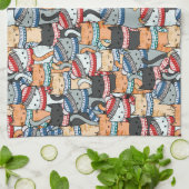 Katten in het wintersportief en het Pet Patroon Theedoek (Gevouwen)