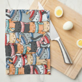 Katten in het wintersportief en het Pet Patroon Theedoek (Quarter Fold)