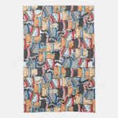 Katten in het wintersportief en het Pet Patroon Theedoek (Verticaal)