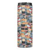 Katten in het wintersportief en het Pet Patroon Thermosbeker (Achterkant)