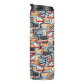 Katten in het wintersportief en het Pet Patroon Thermosbeker (Geroteerd rechts)