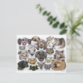 Katten in honden briefkaart (Staand voorkant)